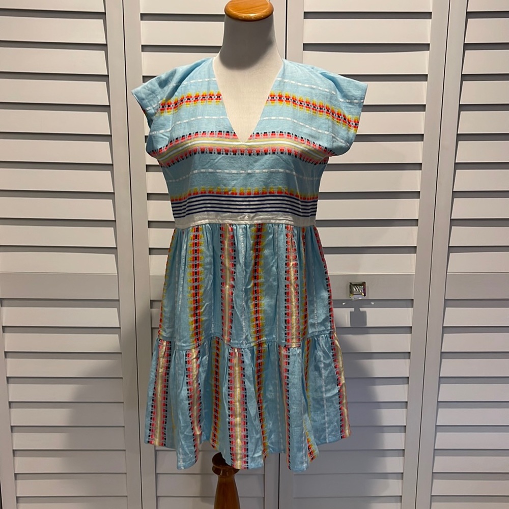 Lemlem NWOT Boho lined MIDI Dress with embroidered details